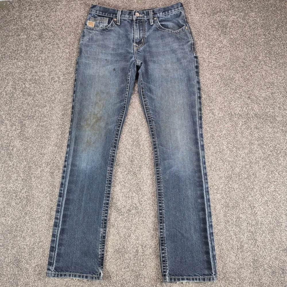 Cinch Grant Jeans Mens 29x34 Blue Relaxed Bootcut Western Denim Stretch